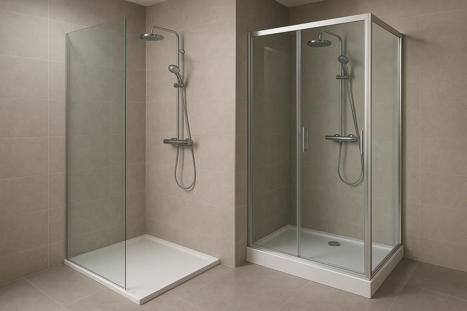 Slug: walk-in-dusche-duschkabine-rechtliche-pflichten
Meta Title: Walk-in-Dusche & Duschkabine: Rechtliche Pflichten
Meta Description: Walk-in oder Duschkabine? Wir zeigen Abdichtungspflichten nach DIN 18534, Haftungsfragen und Normen. Jetzt informieren und sicher planen!
fotorealistisches bild, themen passend, kein text um fehler zu vermeiden, professionell